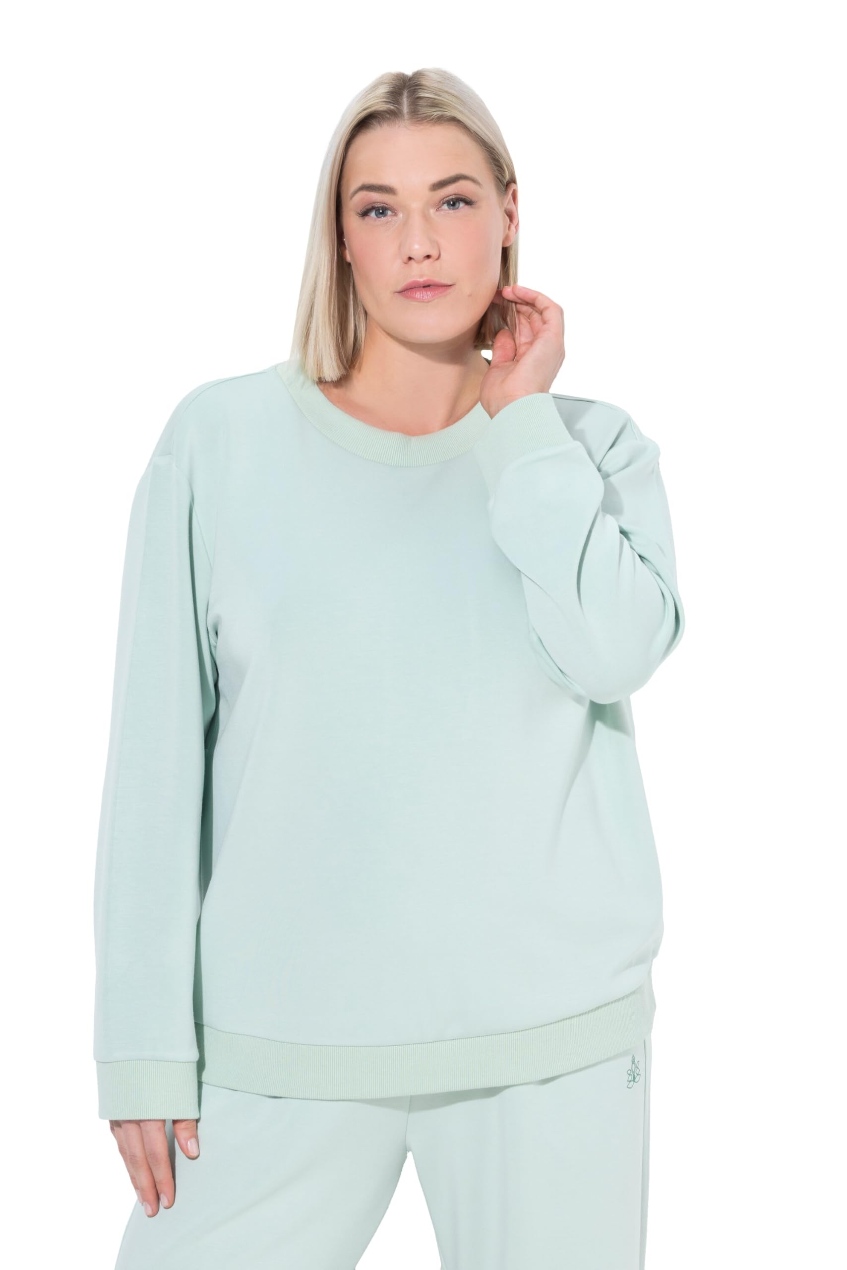 Ulla Popken Damen große Größen Übergrößen Plus Size Yoga-Sweater, Boxy, Cut-Out, Stehkragen, Langarm 824534