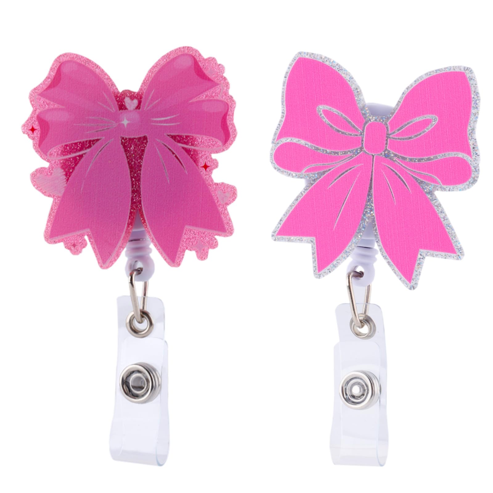 2pcs Pink Bow Badge Reel