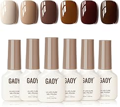 GAOY Nude Brown Gel Nail Polish Set, 6 Colors Beige Chocolate Caramel, UV Cure Gel for DIY Manicure at Home