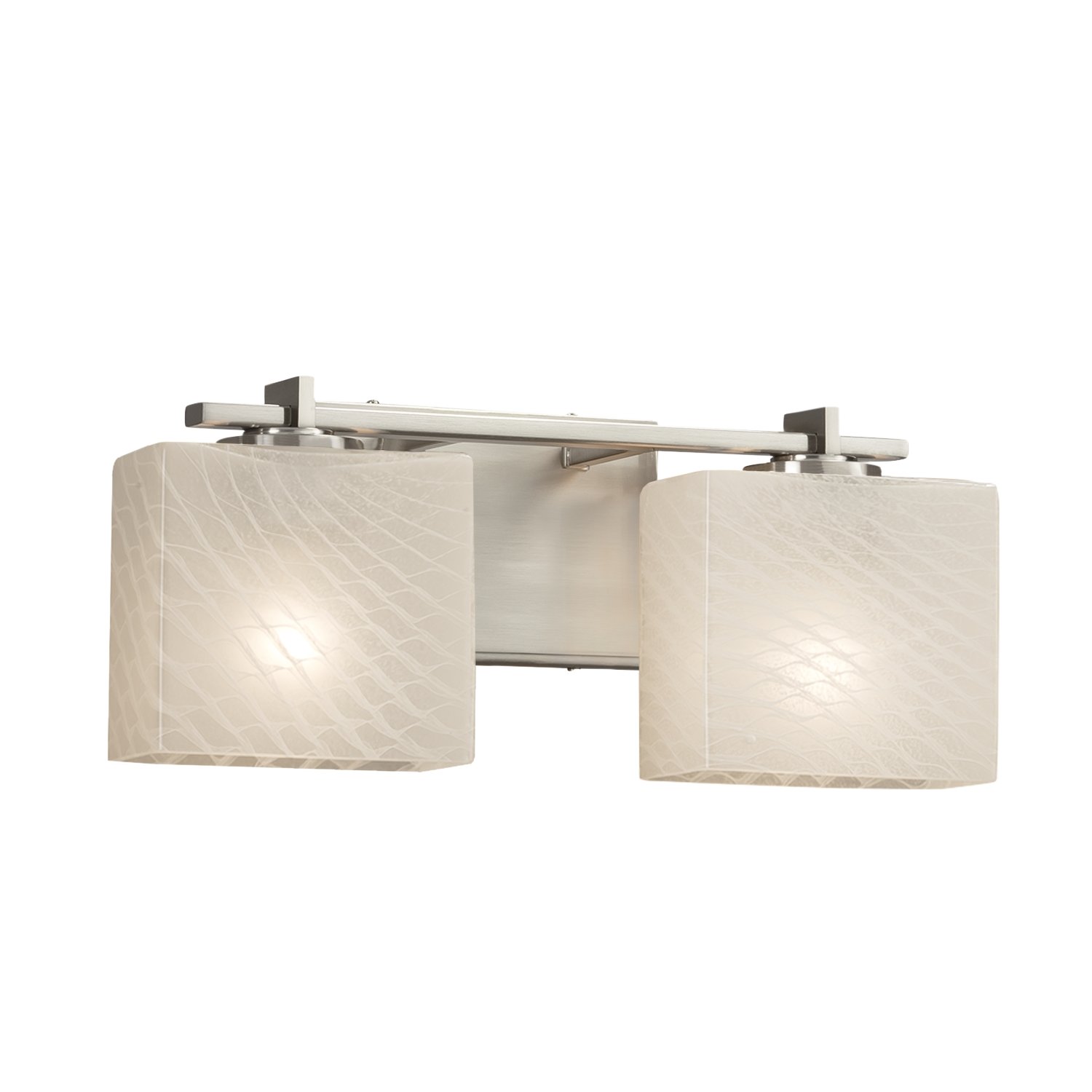 Justice Design Group Lighting FSN-8442-55-WEVE-NCKL-LED2-1400 Fusion Era LED 2-Light Bath Bar-Brushed Nickel Finish with Artisan Glass Weave-Rectangle Shade