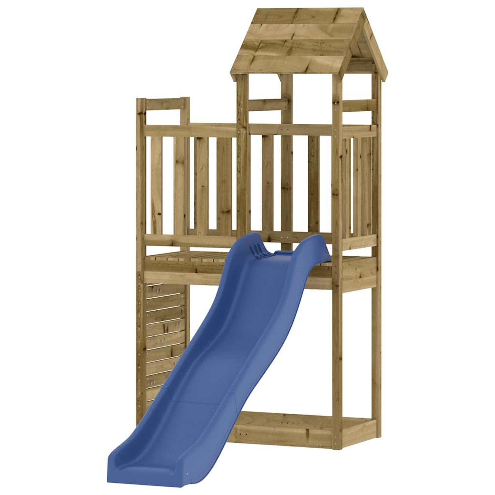 Gecheer Parque Infantil de Exterior con Tobogán, Torre de Escalada para niños al Aire Libre, Escalera y Accesorios de Juego para el jardín Madera Maciza Pino impregnada 5#
