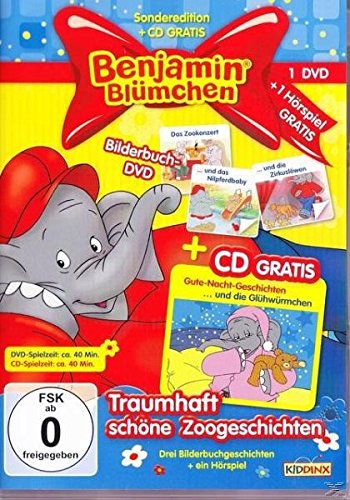 Benjamin Blümchen - Traumhaft schöne Zoogeschichten (Bilderbuch-DVD: "Das Zookonzert/Und das Nilpferdbaby/Und die Zirkuslöwen" + Hörspiel-CD: ... die Glühwürmchen") [Alemania]