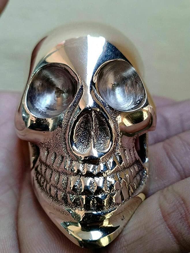 Vintage King Poignée tête de mort en laiton massif pour canne de marche, 10,2 cm