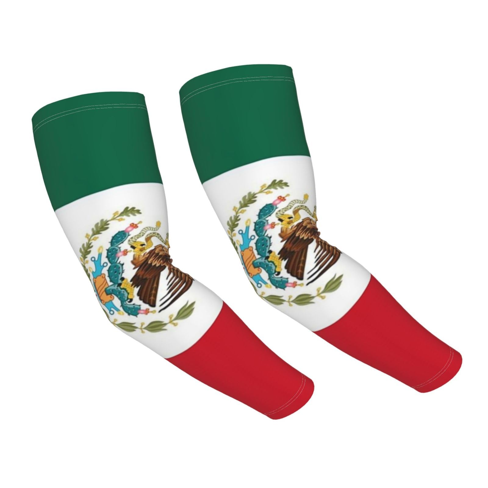 MANQINF Mexico Flag Men Arm Sleeves Sport Mexican Flag Arm Covers Cooling Sun Protection Arm Cover for Men Women