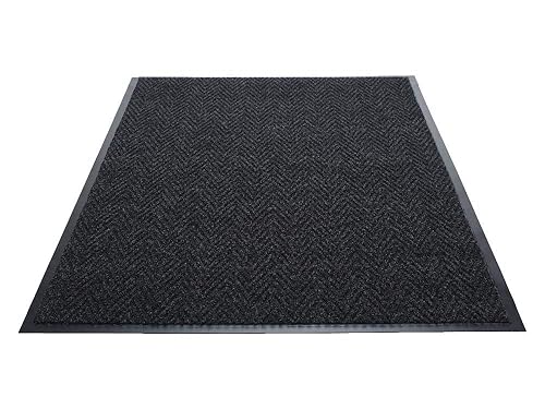 Felpudo de la serie dorada Chevron para interiores de vinilopolipropileno , Carbón, 1