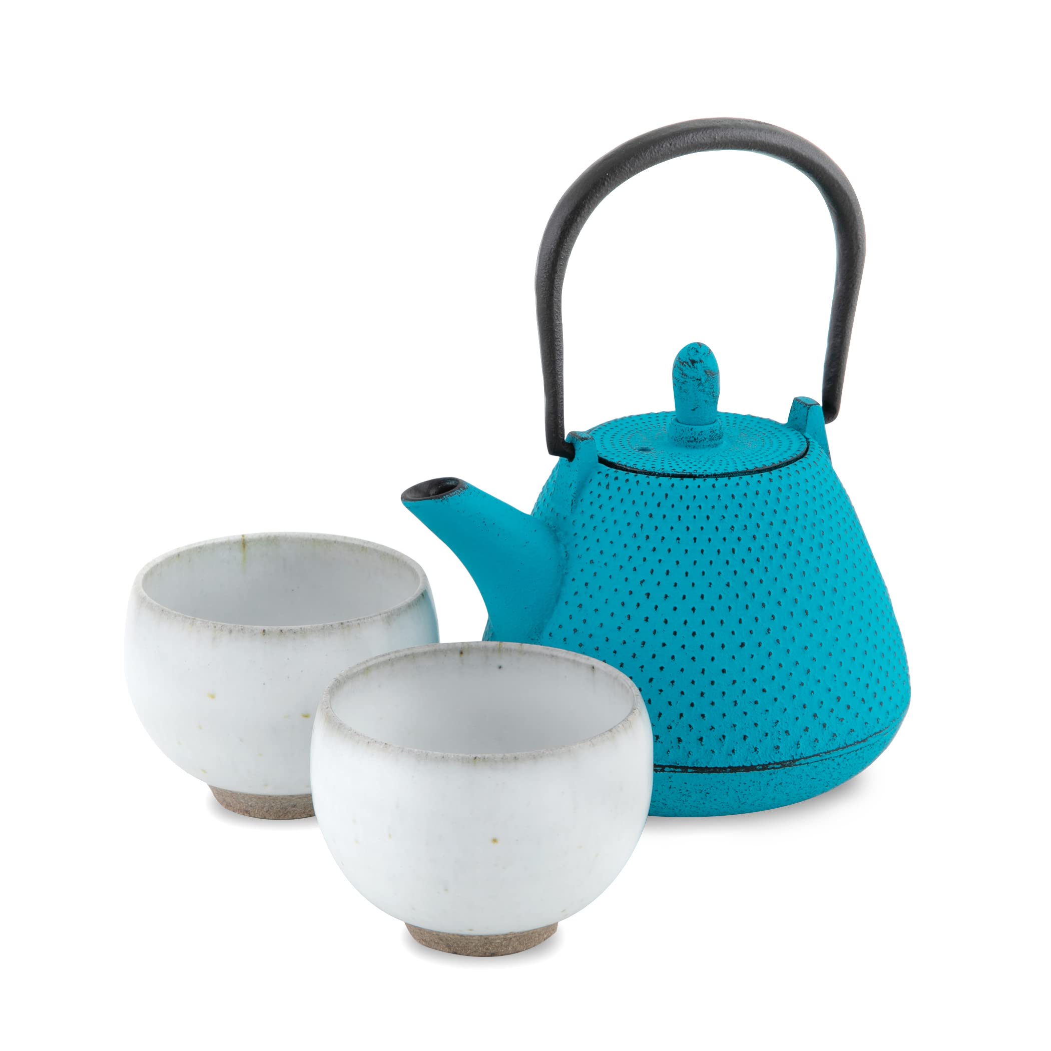 Amazon.co.jp: 南部鉄器急須と平清水焼湯呑みセット (あられ ドーム