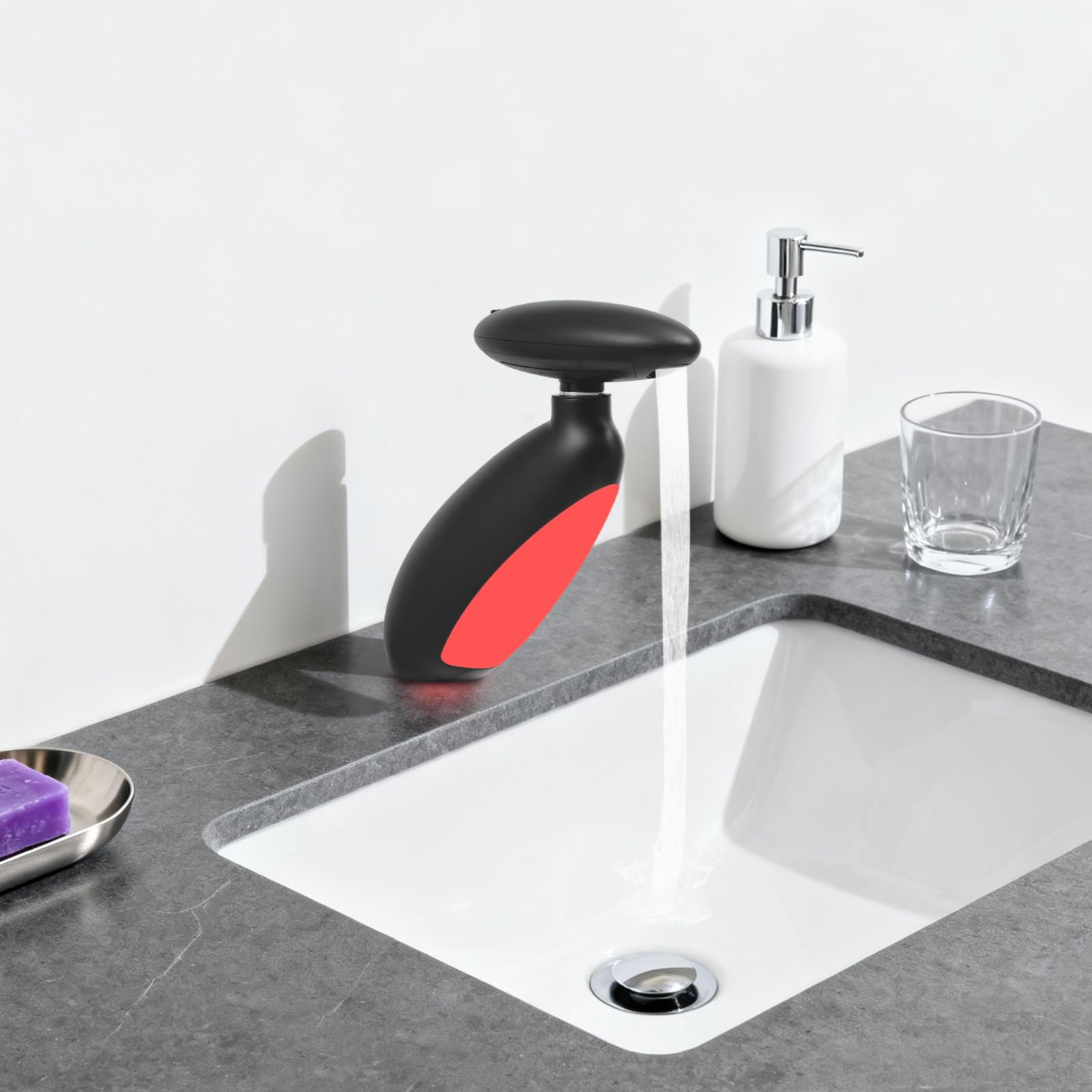 Rubinetto LED per lavabo con doccetta estraibile, rubinetto da bagno G1/2", indicatore della temperatura dell'acqua, rubinetto creativo per lavabo con illuminazione multicolore