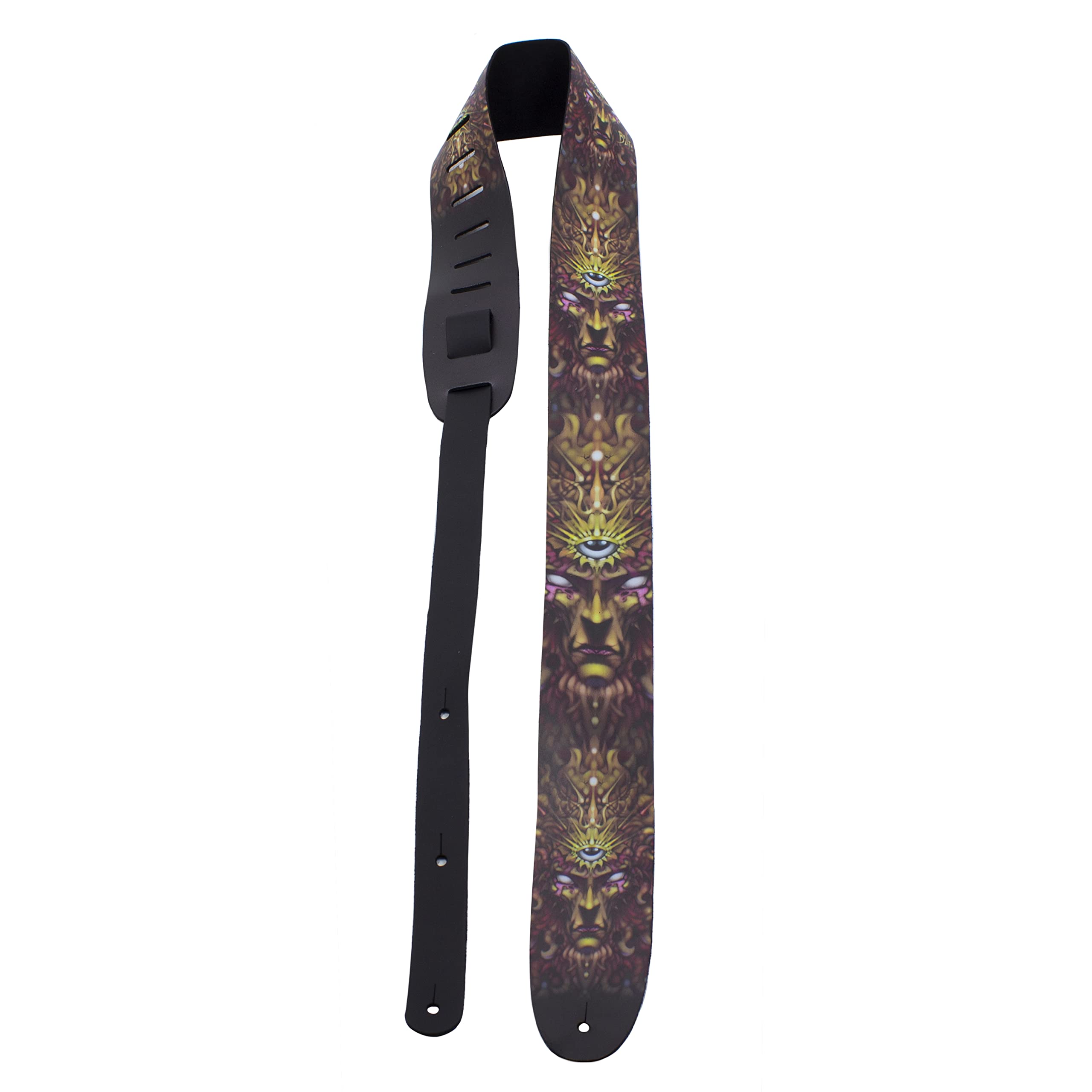 Perri's Leathers, Official David Bolt Solar Mind Licenced Leather Guitar Strap, Direct to Leather Series, Anti-Slip, Adjustable from 42.5