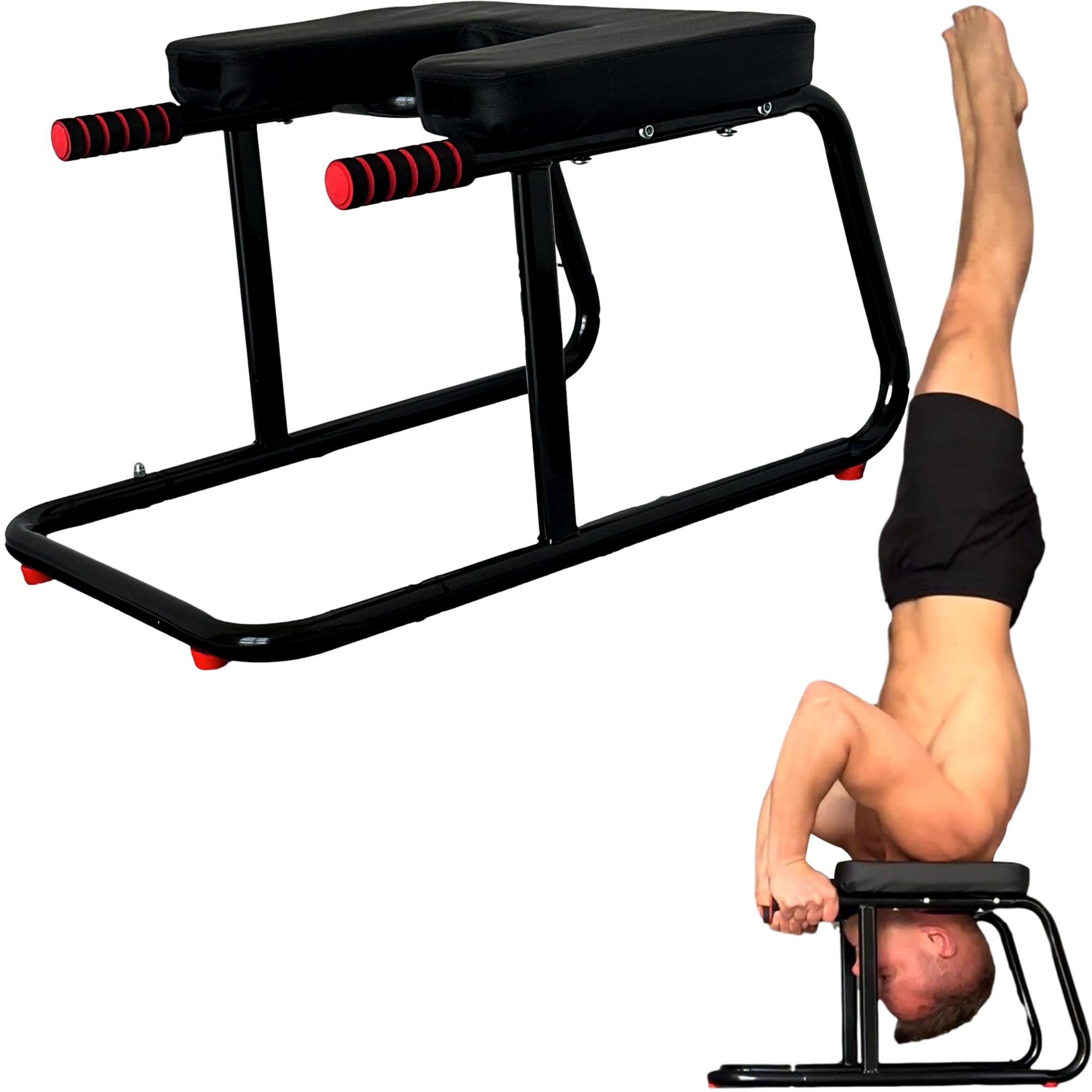 Sgabello Yoga Inversione, Sgabello per Verticali, Sedia Yoga per Headstand, Stabile Costruzione in Acciaio, Panca a Inversione per Allenamento a Casa, Tappetino Antiscivolo