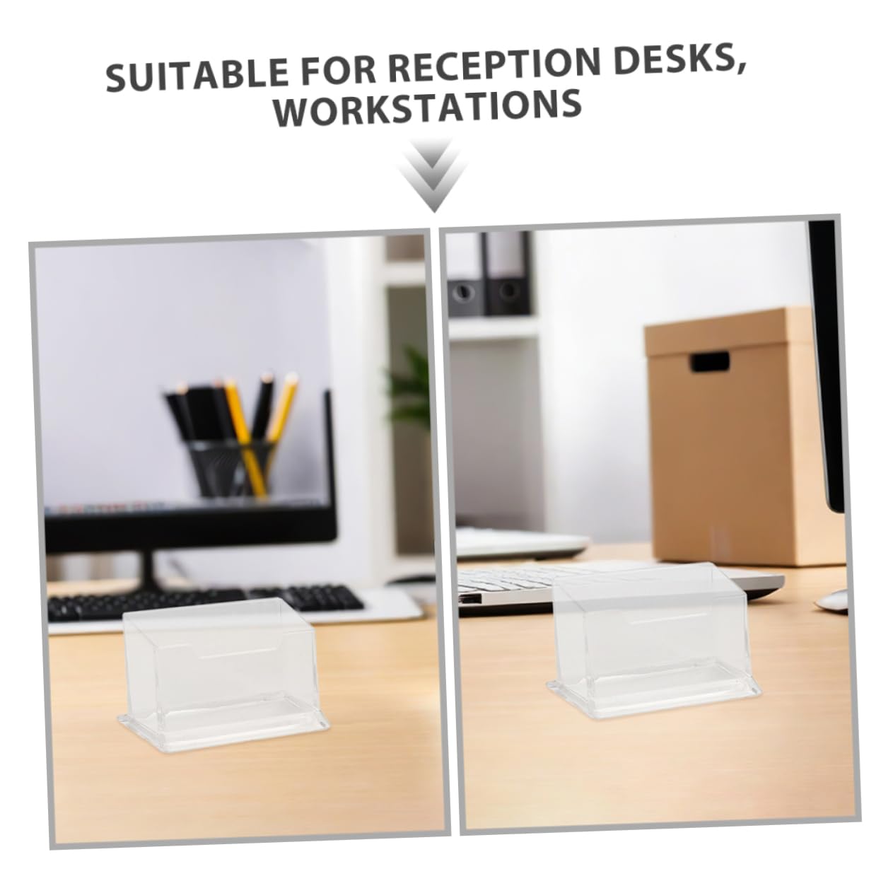 Tarjetero de Oficina Transparente Abs 10 Piezas para Escritorio | Diseño Minimalista, Fácil Mantenimiento, Uso en Espacios Profesionales, Soporte de Mesa para Tarjetas