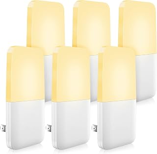 MAZ-TEK 6 Pack Plug-in Night Lights, Warm White LED with Dusk to Dawn Sensor for Kids Nursery, Bedroom, Bathroom, Hallway, Stairs