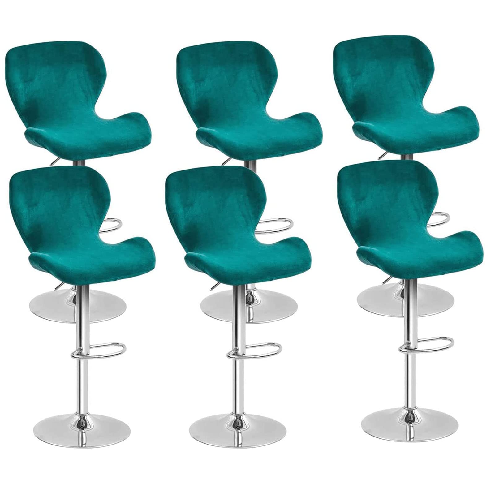 Leomix Velvet Bar Stool Cover Curved Swivel Set, Stretch Counter Height Bar Stools Cover, for Short Back Dinning Room Bar Chair,C,6pack