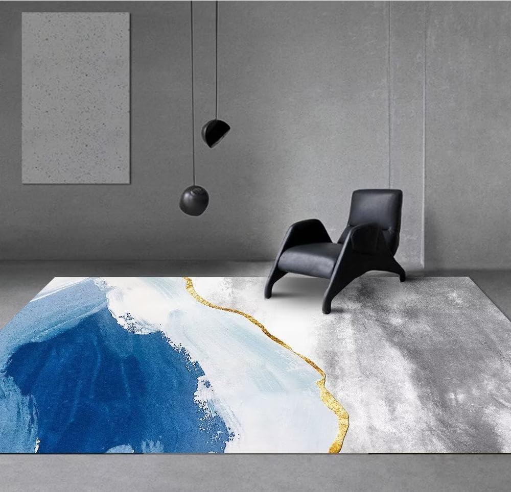 Tapis de sol salon moderne abstrait grand format 100x200 cm flanelle