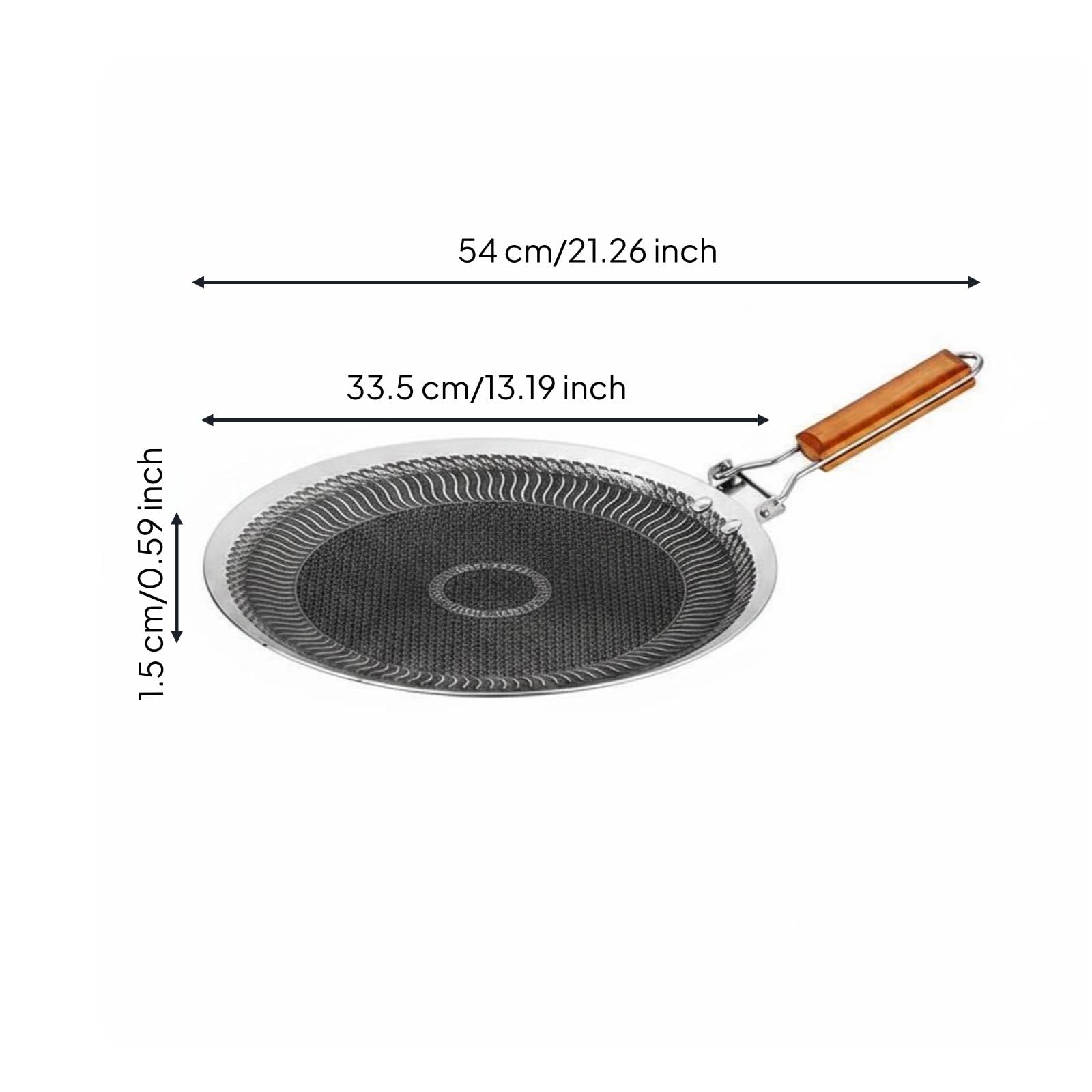 Piastra Grill Esterno Padella Barbecue Rotonda Acciaio Inox Senza Rivestimenti Conduzione Uniforme Calore Design Doppia Zona Adatta per Grigliate in Cucina E Campeggio, 34CM, Foldable