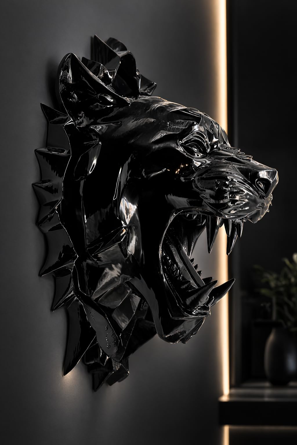 Nex-Home Testa Pantera da Parete Nera Lucida – Scultura Murale Moderna Made in Italy – Decorazione Luxury Dipinta a Mano per Casa, Salotto, Ufficio e Arredo Design Pronta da appendere contemporanea