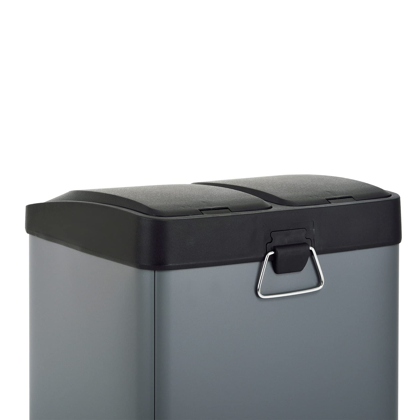 SVITA TC2X8 Poubelle 16 litres 2x8L double bac à déchets compact poubelle double poubelle de cuisine tri des déchets poubelle à pédale Gris