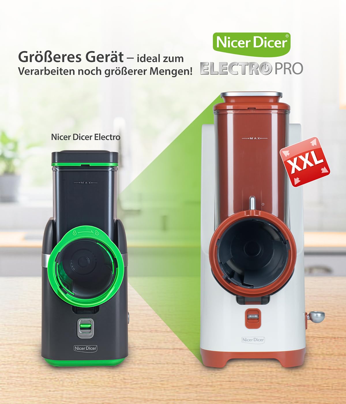 Genius Nicer Dicer Electro PRO Set 32-tlg., terracotta, Gemüseschneider elektrisch mit 9 Einsätzen zum Reiben, Hobeln, Würfeln & Schneiden, extra-scharfe Klingen, einfache Reinigung, leistungsstark