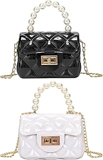 قطعتان من المحافظ التي تمر بالجسم للفتيات الصغيرات من سوتوجو، شنط يد صغيرة لطيفة للأميرات شنطة كتف ماسنجر كاجوال، أسود وأبيض لؤلؤي