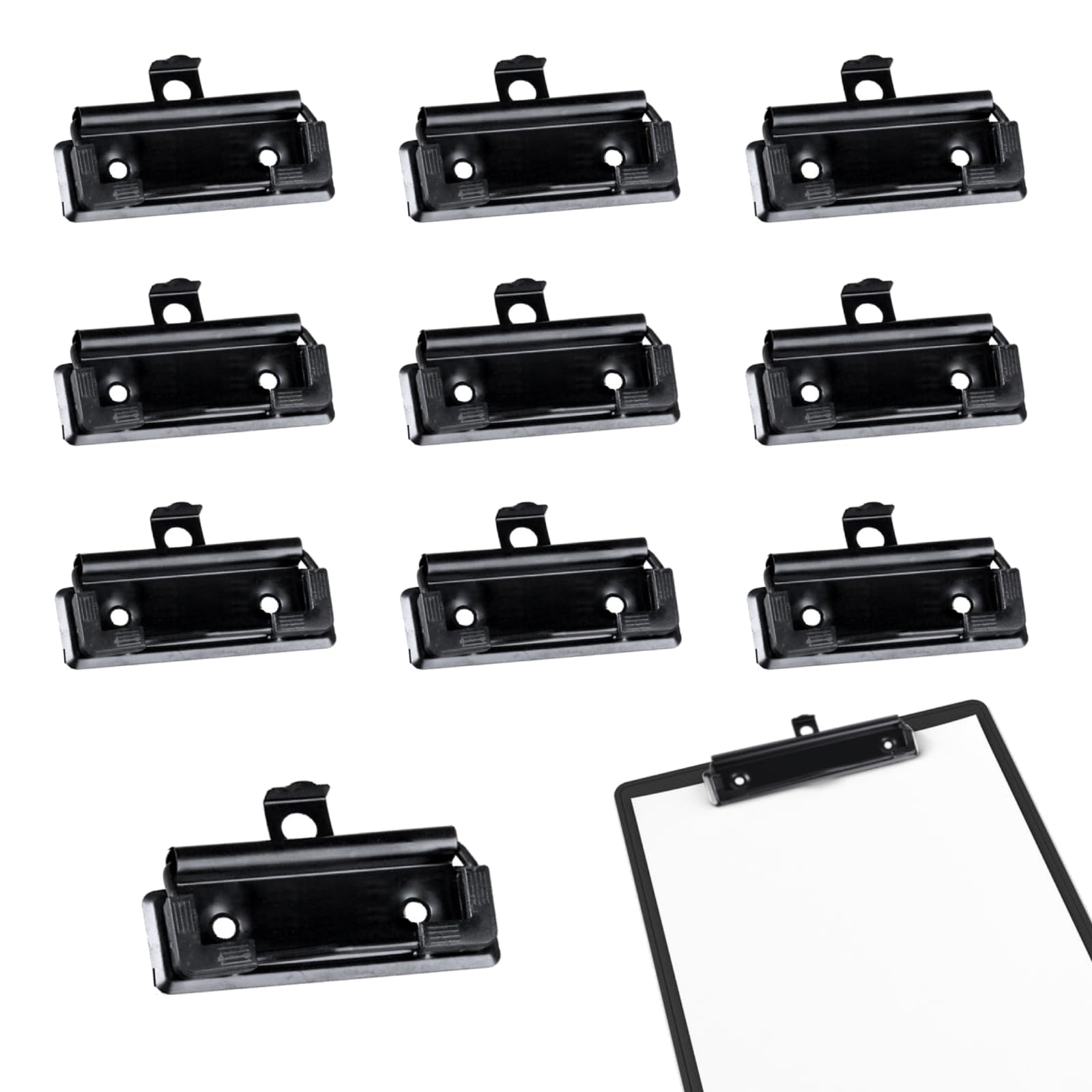 7cm Clipboard Clips, Mountable Clipboard Clamps with Rubber Grip, Clipboard Replacement Hardware for School and Office, Strong Spring Loaded (Pack of 10)
