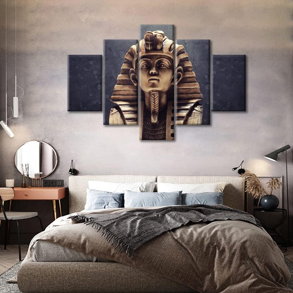 Buy TUMOVO 5 Panel Wall Art Stone Pharaoh Tutankhamun Mask Wall ...