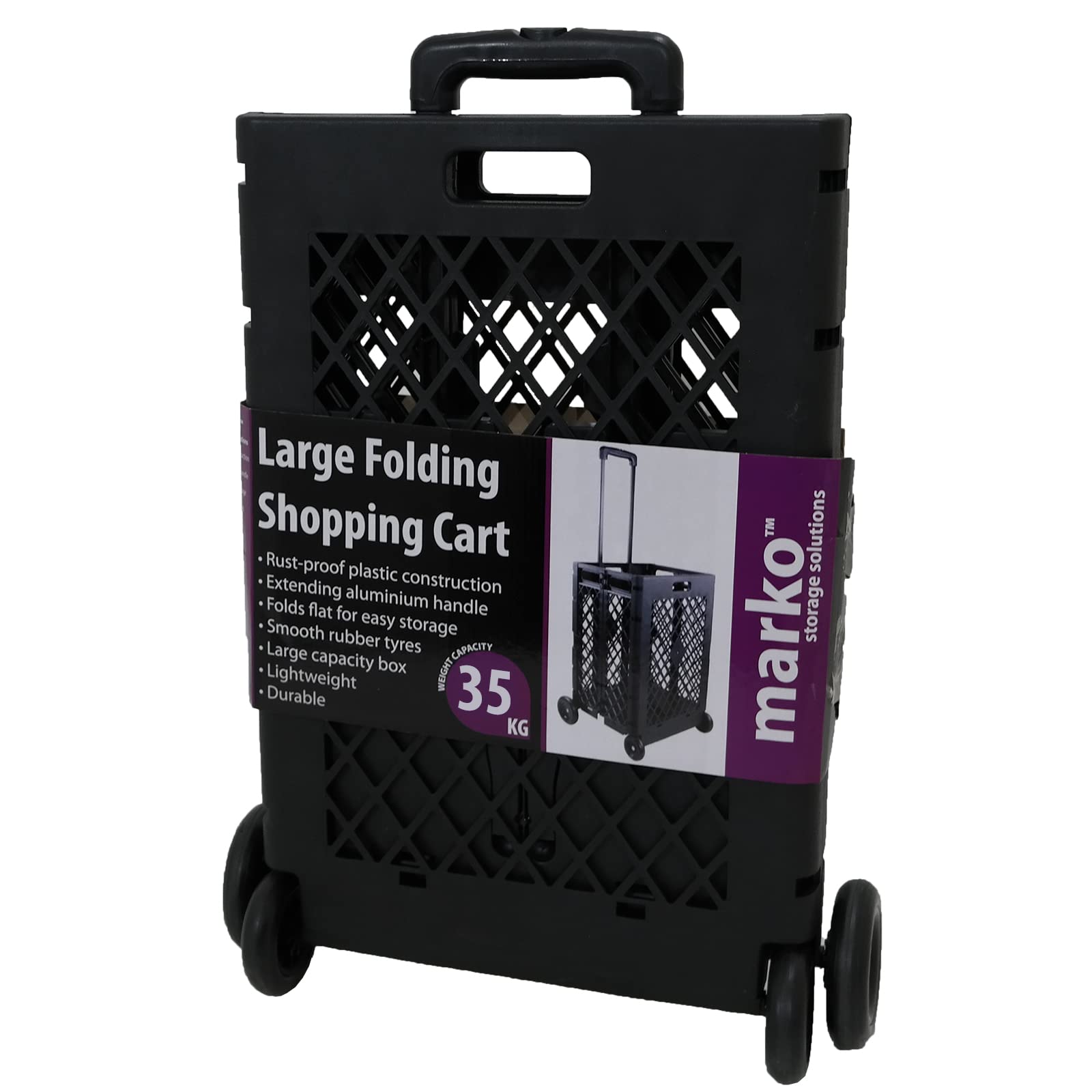 Buy Marko Storage Solutions 35KG Folding Shopping Cart Black Plastic