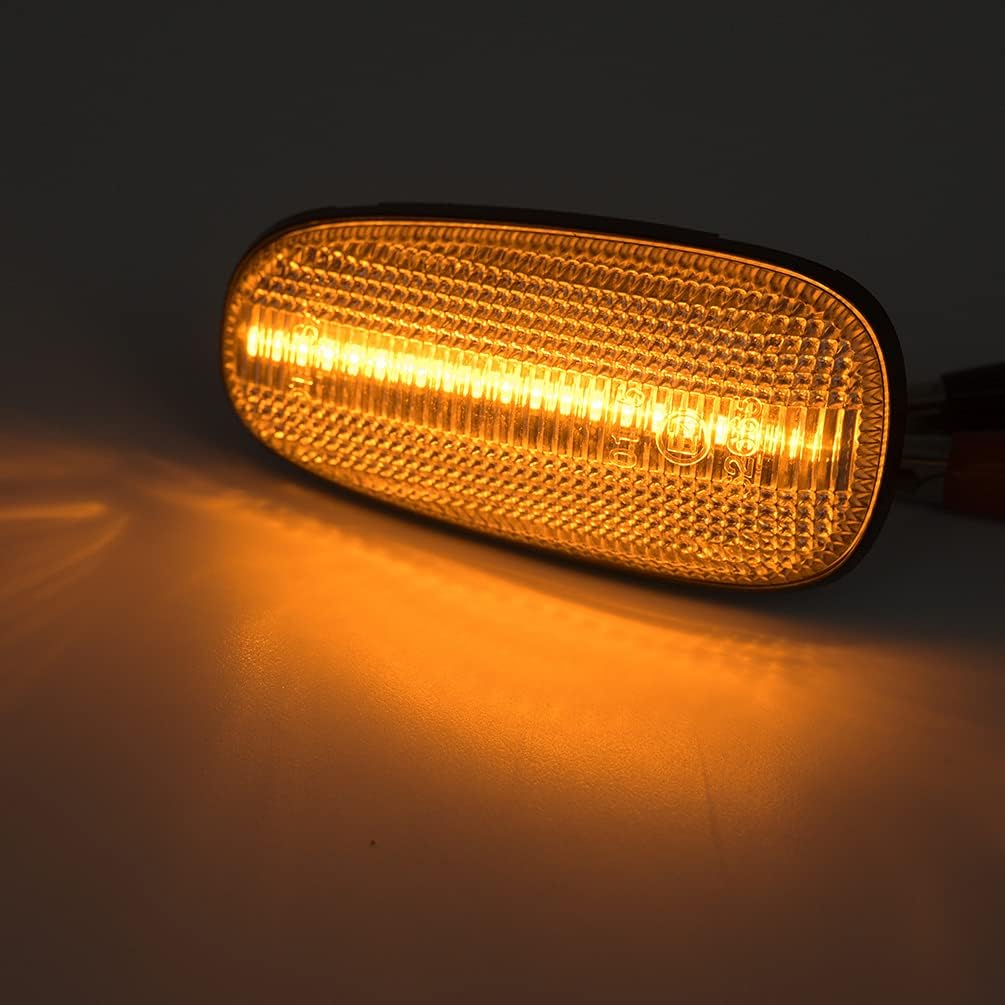 NJSBYL STS Clear Lens Side Marker Lamps Replacement for Cadilla.c STS 2005-2011 Driver Side/Passenger Side Fender Amber LED Turn Signal Lights Kits