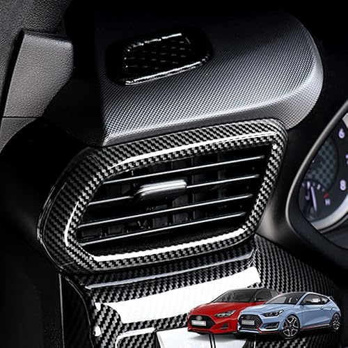 JUIVEEL Marco de ventilación de salida de aire lateral de automóvil estilo fibra de carbono compatible con Hyundai Veloster JS N-Line accesorios