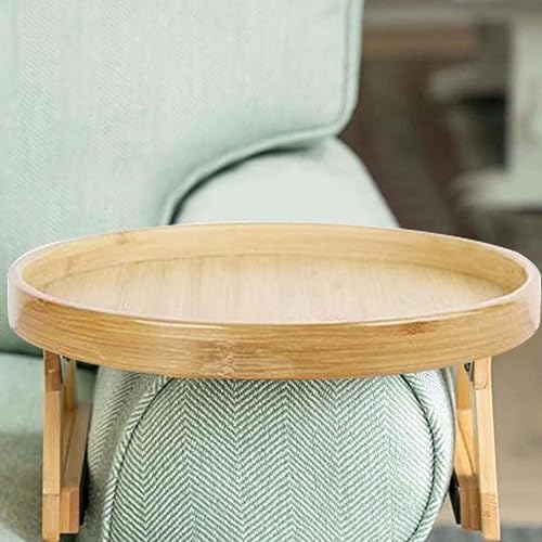 Miniatura 6 de 2 piezas de mesa de madera para reposabrazos, mesa de sofá con clip de brazo, mesa auxiliar para reposabrazos de sofá, bandeja organizadora de
