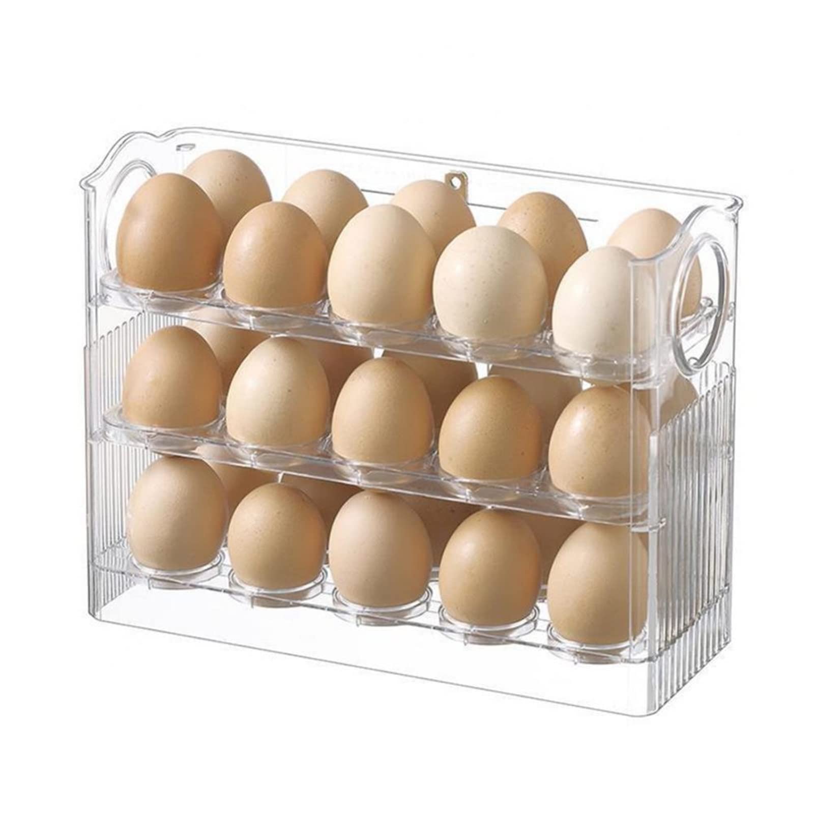 Compartimiento de Huevos para refrigerador Caja de Almacenamiento de Huevos Refrigerador de 3 Capas Soporte para Huevos Flip Egg Storage Rack Bandeja Contenedor Ahorro de Espacio Organizador