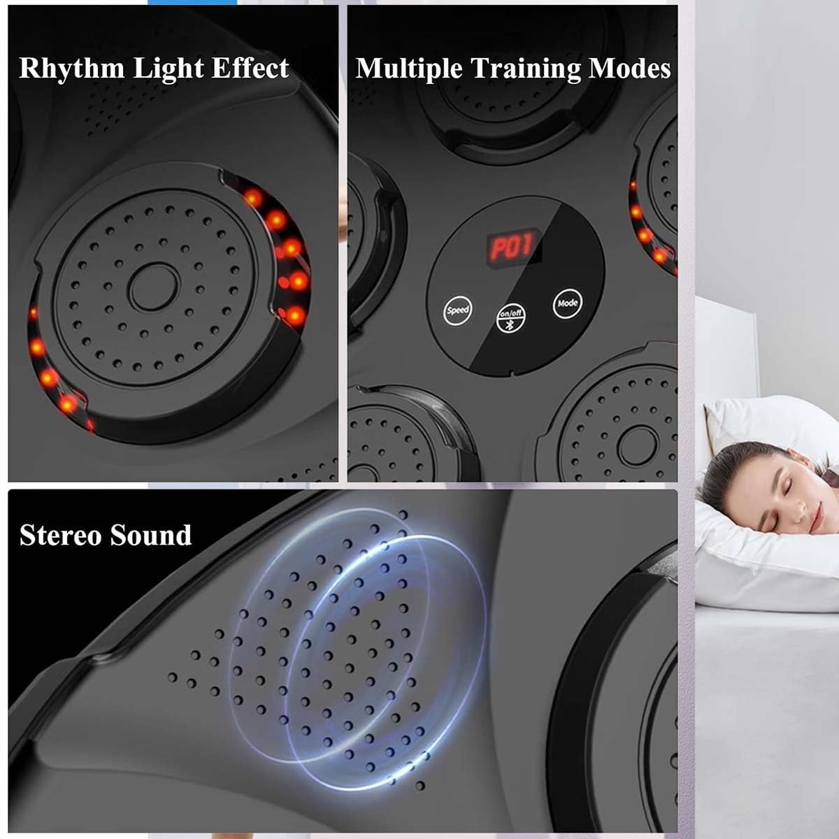 XUnada Allenatore di Boxe Elettronico, Macchina da Boxe Musicale Intelligente Montata a Parete per Bambini e Adulti, Attrezzatura da Boxe Domestica per Esercizi a Casa, Cuscinetti per Boxe Musicale