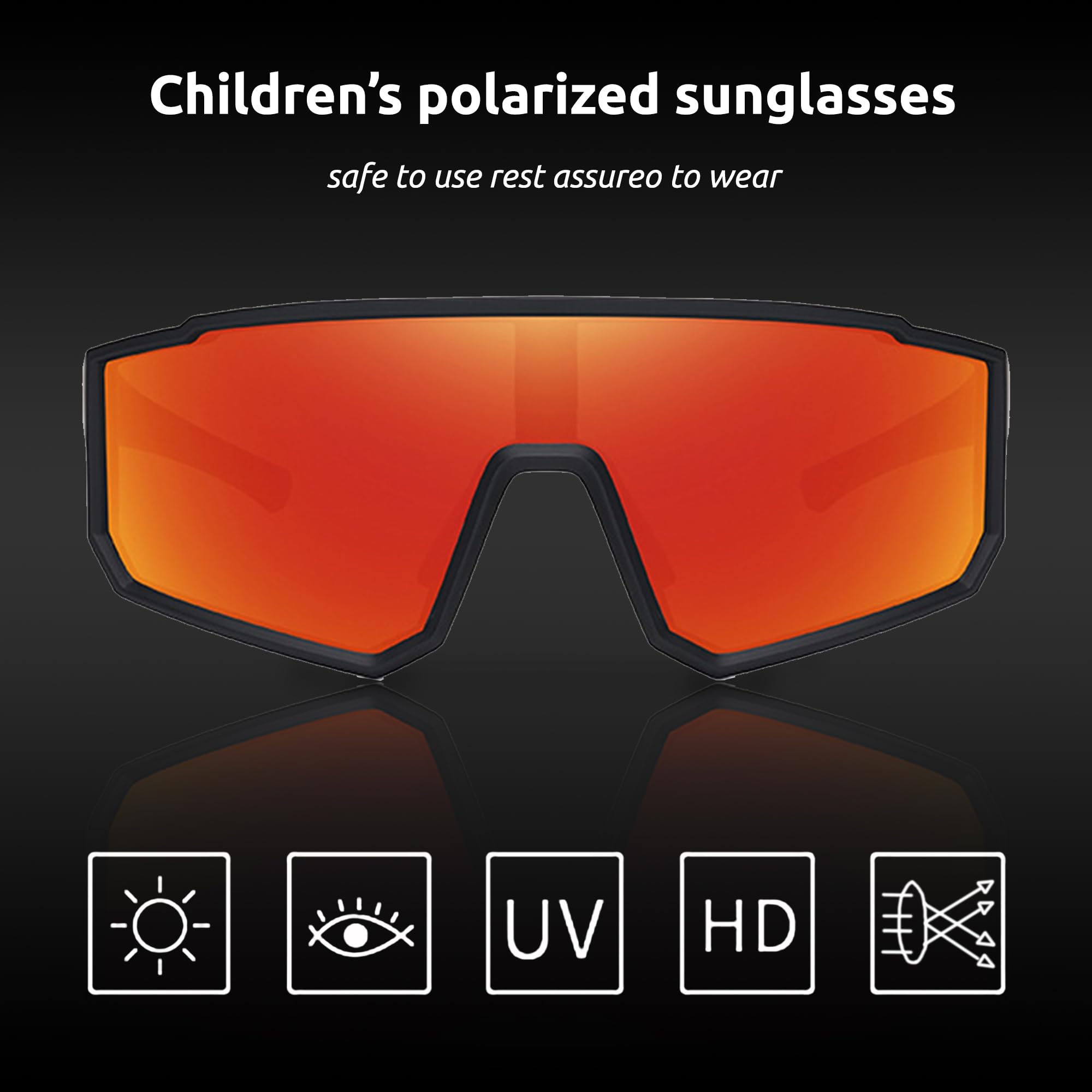 Polarisierte Sport-Sonnenbrille für Männer Frauen Jugend Kinder, UV400 Sport Sonnenbrille für Radfahren Baseball Angeln Outdoor
