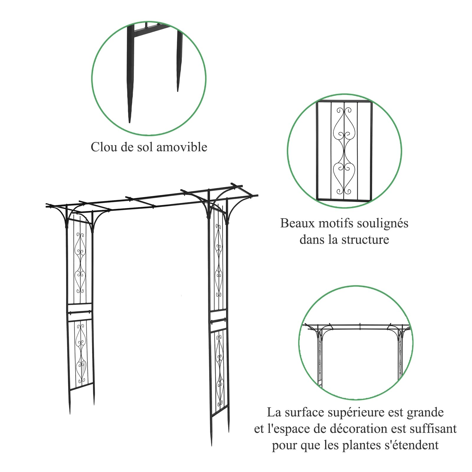 LEADZM Arco in Ferro battuto, Arco da Giardino adatto per Piante rampicanti Arrangiamento di Nozze Prato (Classico)