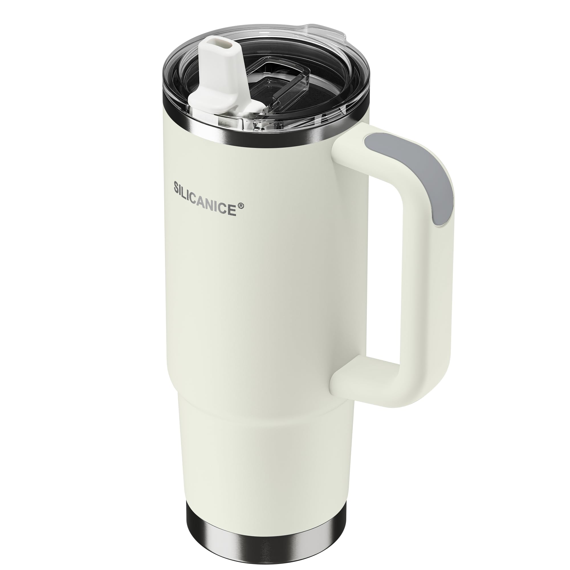 30oz Insulated Tumbler with Handle Leakproof Lid with Removable Spout and Straw Double Wall Stainless Steel Cup Holder