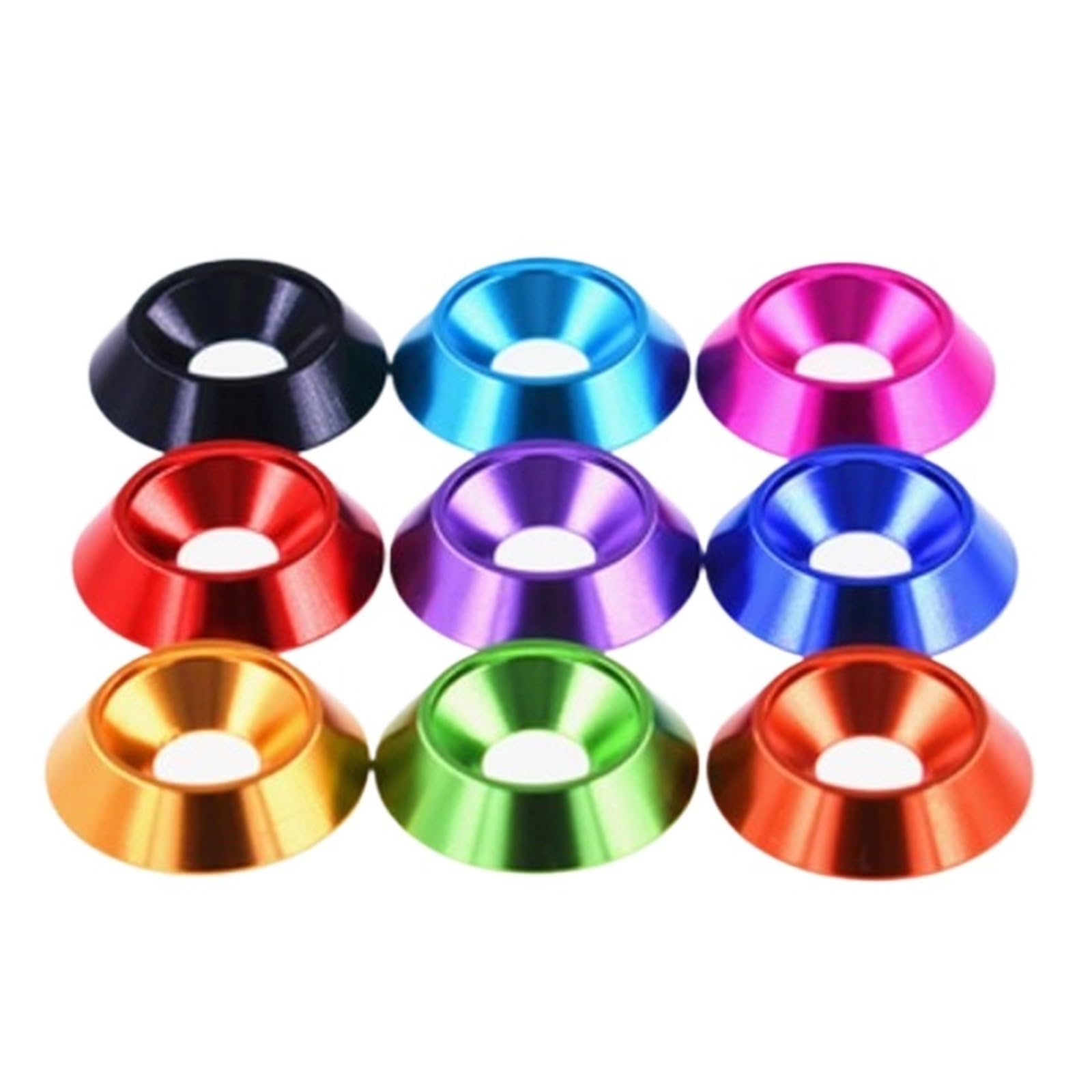 Rondella conica， Rondella conica， 10 pz M3 M4 M5 M6 M8 Alluminio Colorato Testa Svasata Ombrello Vite a Testa Piatta concava Conica Decorativa Rondella Scanalata(Red,M8 10PCS)