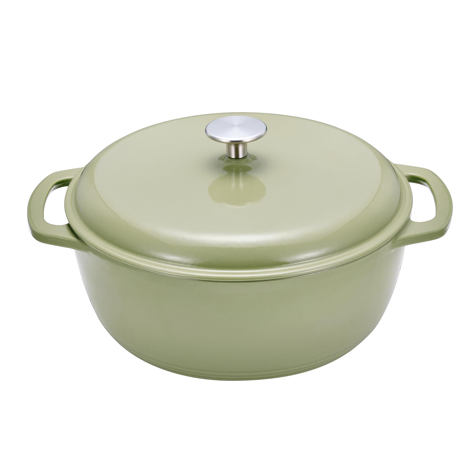 Amazon Basics Enameled Cast Iron Dutch Oven — 6 Qt, Olive
