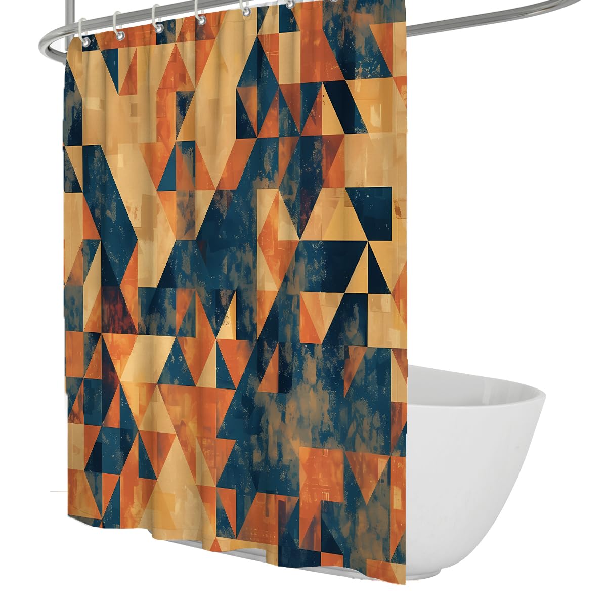 Rideau de Douche Art Triangles géométriques Mid-Century 200 x 220 cm