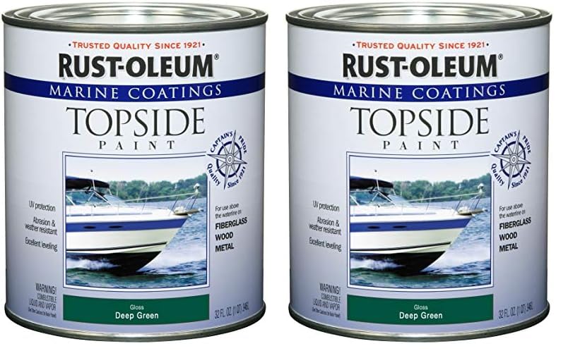 Rust-Oleum, Deep Green 207007 Marine Coatings Topside Paint, Quart, 32 Fl Oz (Pack of 2), 11
