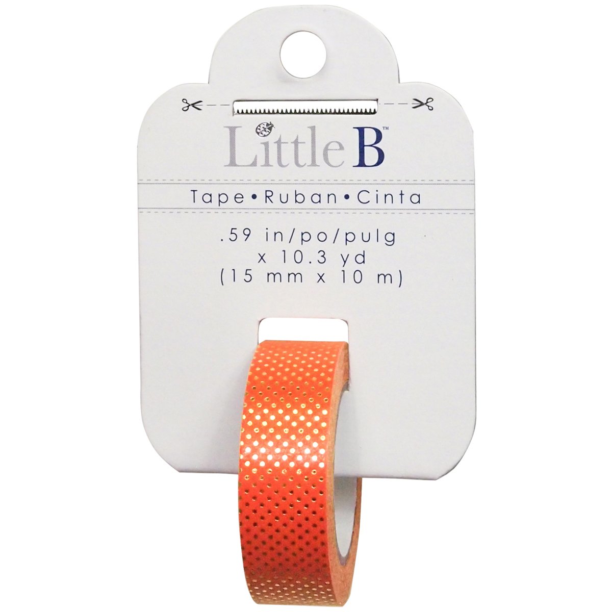 Little B 100773 Decorativo Cinta de Papel, Naranja con Oro de Lunares