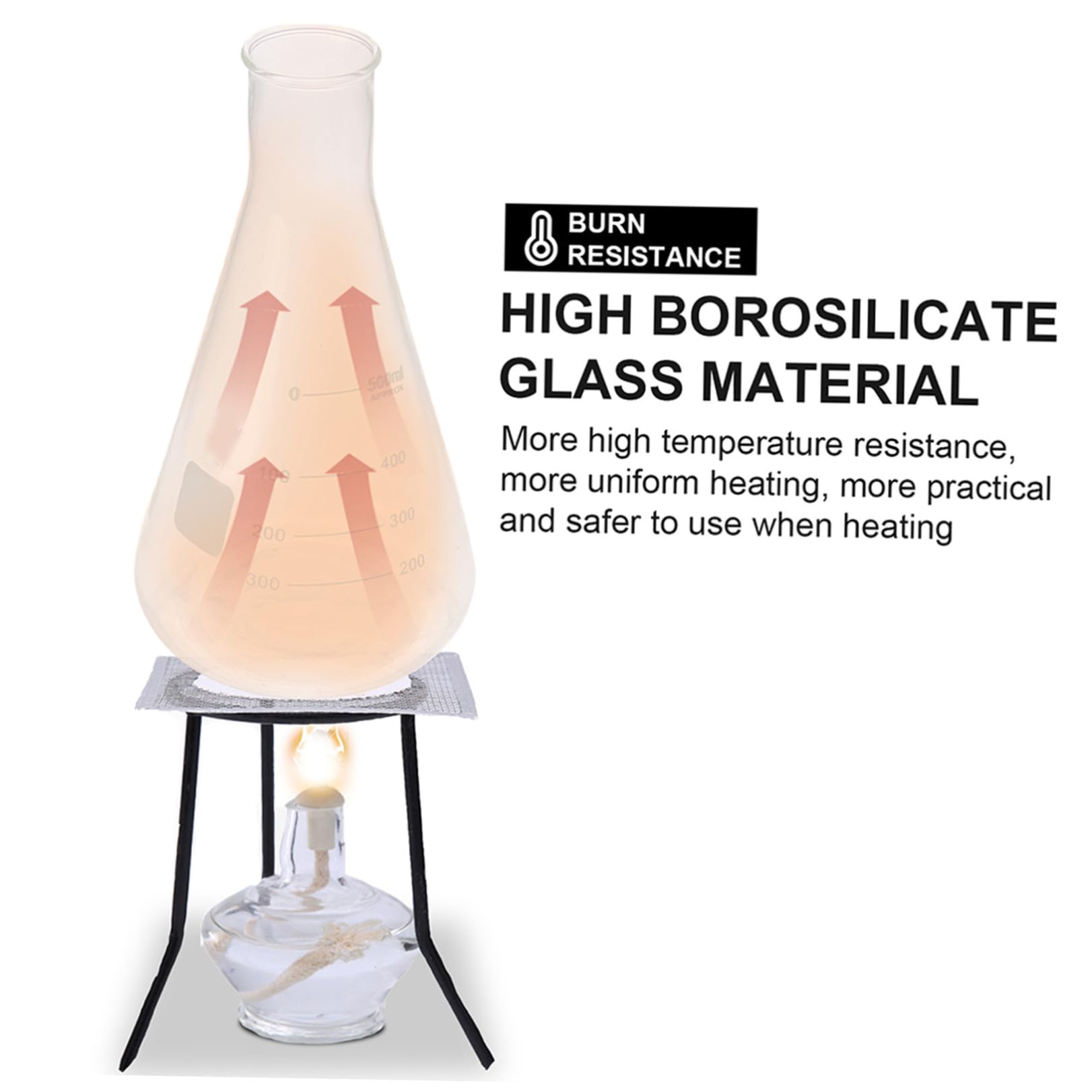 Juego de 4 Matraces Erlenmeyer Cónicos Triangulares de Vidrio de Borosilicato sin Burbujas para Uso en Clase de Química