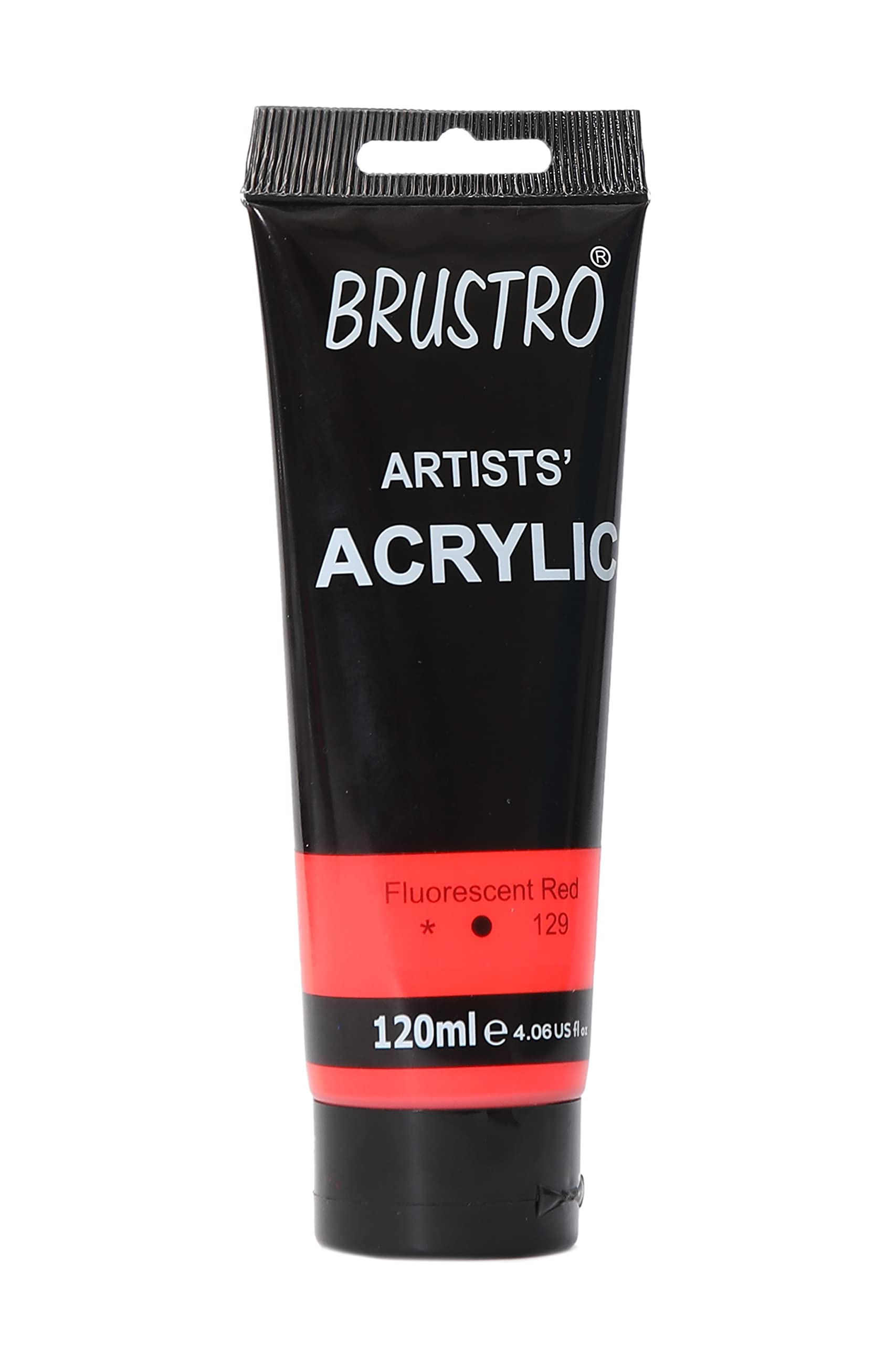 BRUSTRO Artists Acrylic Paint 120ml Fluorescent Red | Ideal for Paper, Canvas, Water-Based Colours, Non-Toxic, Inter-mixable Colors, Crafters, Fine Art Students and Professionals