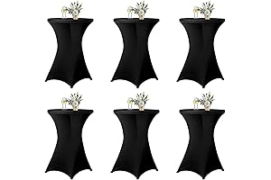 SSYAQRA Black Stretchybar Cocktail Table Covers - 6 Pack 32x43 Inch Spandex Stretch Cocktail Tablecloth