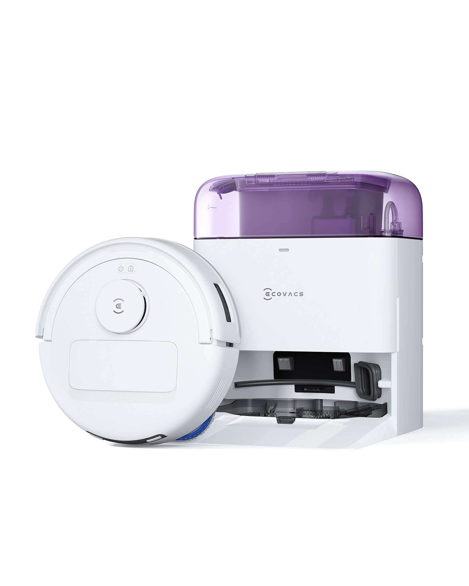 ECOVACS DEEBOT MINI Robot Aspirapolvere Lavapavimenti, 9000Pa, ZeroTangle 2.0, TrueMapping 2.0, Asciugatura ad Aria Calda 45°C, Svuotamento Automatico, Lavaggio Profondo Intelligente, Viola