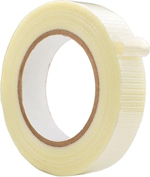 WOD BFST47 Bi-Directional Filament Strapping Tape, 1 inch x 60 yds. Fiberglass Reinforced Packaging Tape, Filaments Run H-V with High Adhesion and Tear Resistance, Hexayurt Tape