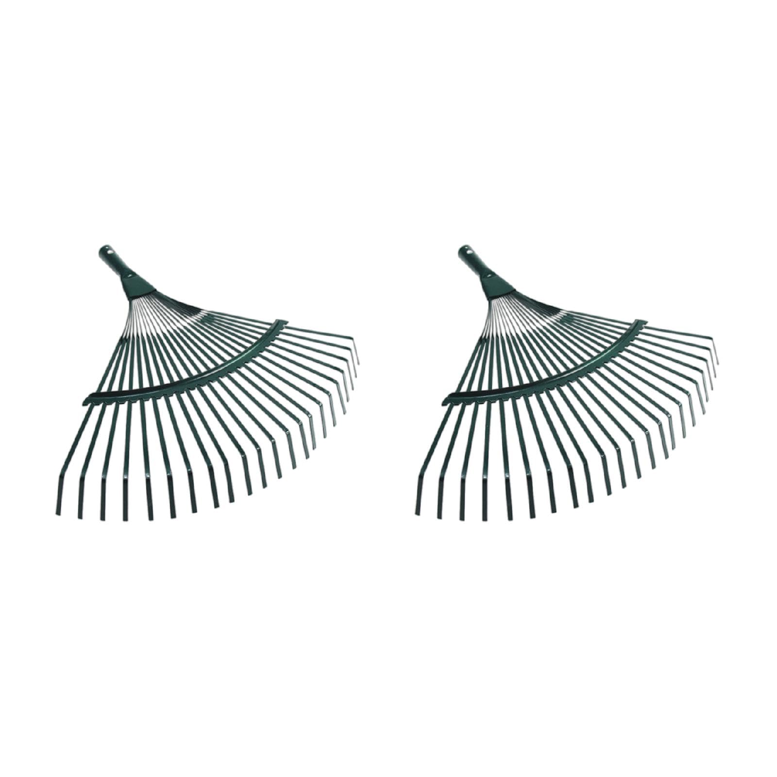 Ulepszone 42 cm, 22-zębowe, stalowe grabie wachlarzowe do wymiany głowicy na trawniki ogrodowe, patio i podwórka, liście, mech, wysoka zawartość węgla, 2 szt.