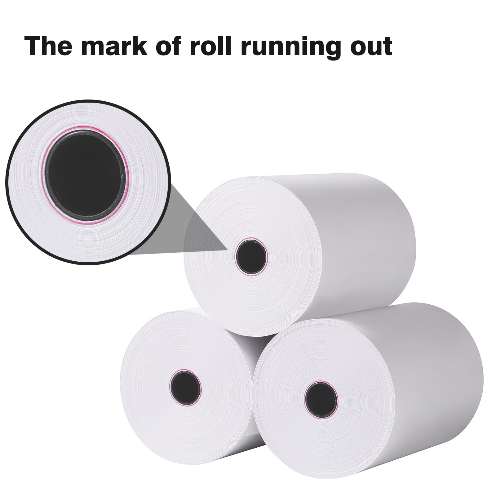 Papel térmico, papel térmico de 2 1/4 pulgadas x 165 pies, papel de caja registradora y papel de recibos POS, calidad premium de 55 g/m², se adapta a todos los terminales de tarjetas de crédito, sin