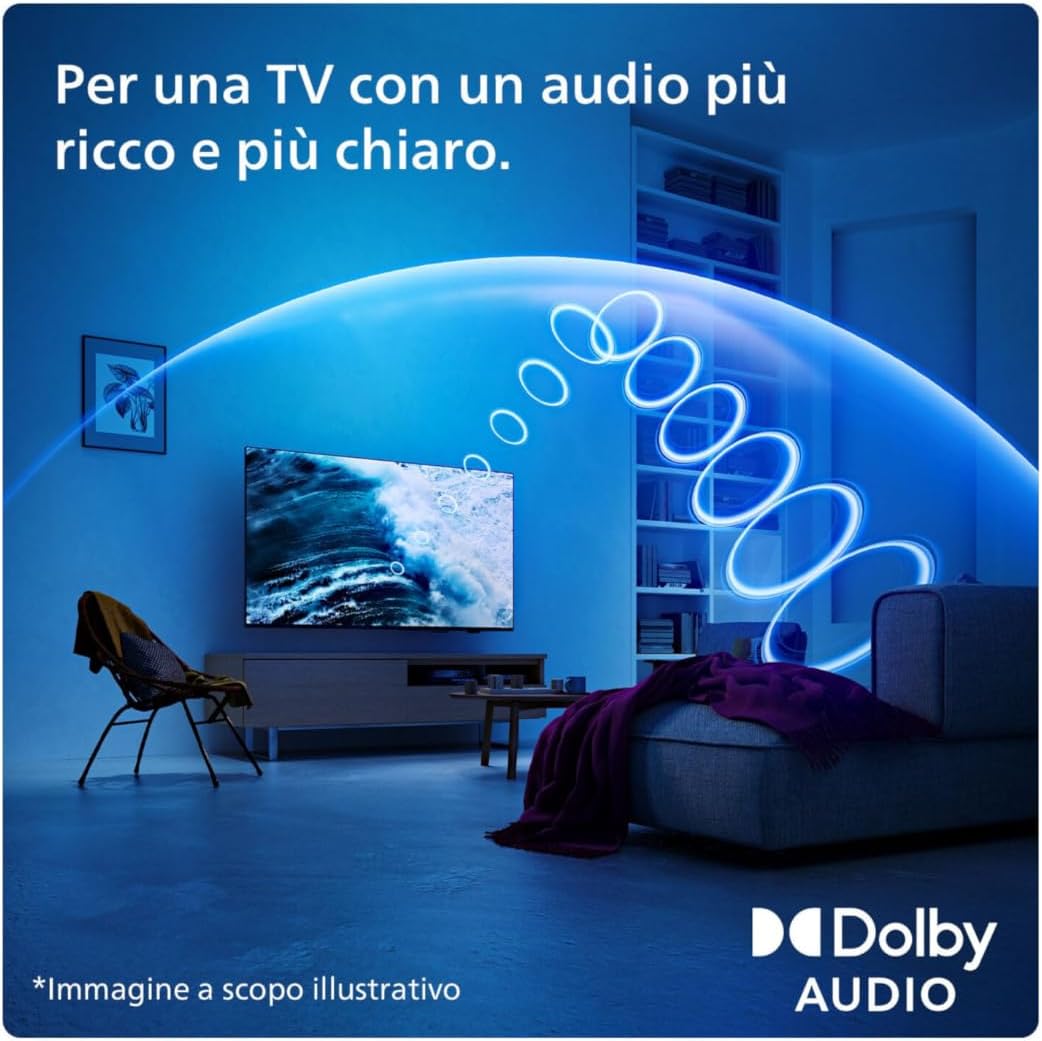 PHILIPS 32PHS6009 HD LED Smart TV - Display 32’’ con piattaforma Titan OS, Pixel Plus HD e audio Dolby Digital, funziona con Alexa e Google Voice Assistant – Cornice nera opaca 2024 series 32 " - Immagine 5