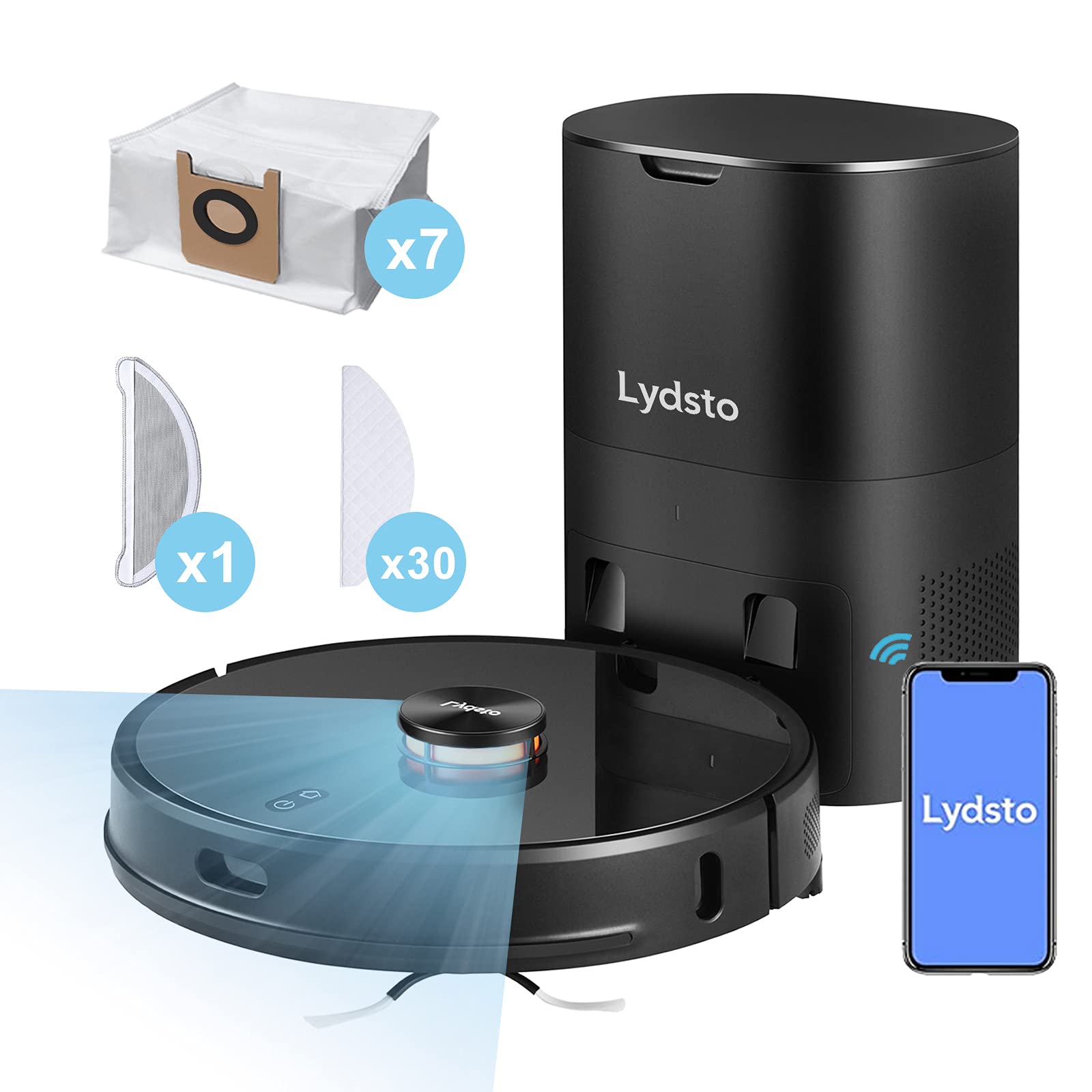 Robot Vacuum Cleaner with Self Emptying Dustbin, Lydsto R1 WiFi Connected Robot Vacuum and Mop, 2700Pa Suction, Smart Floo...