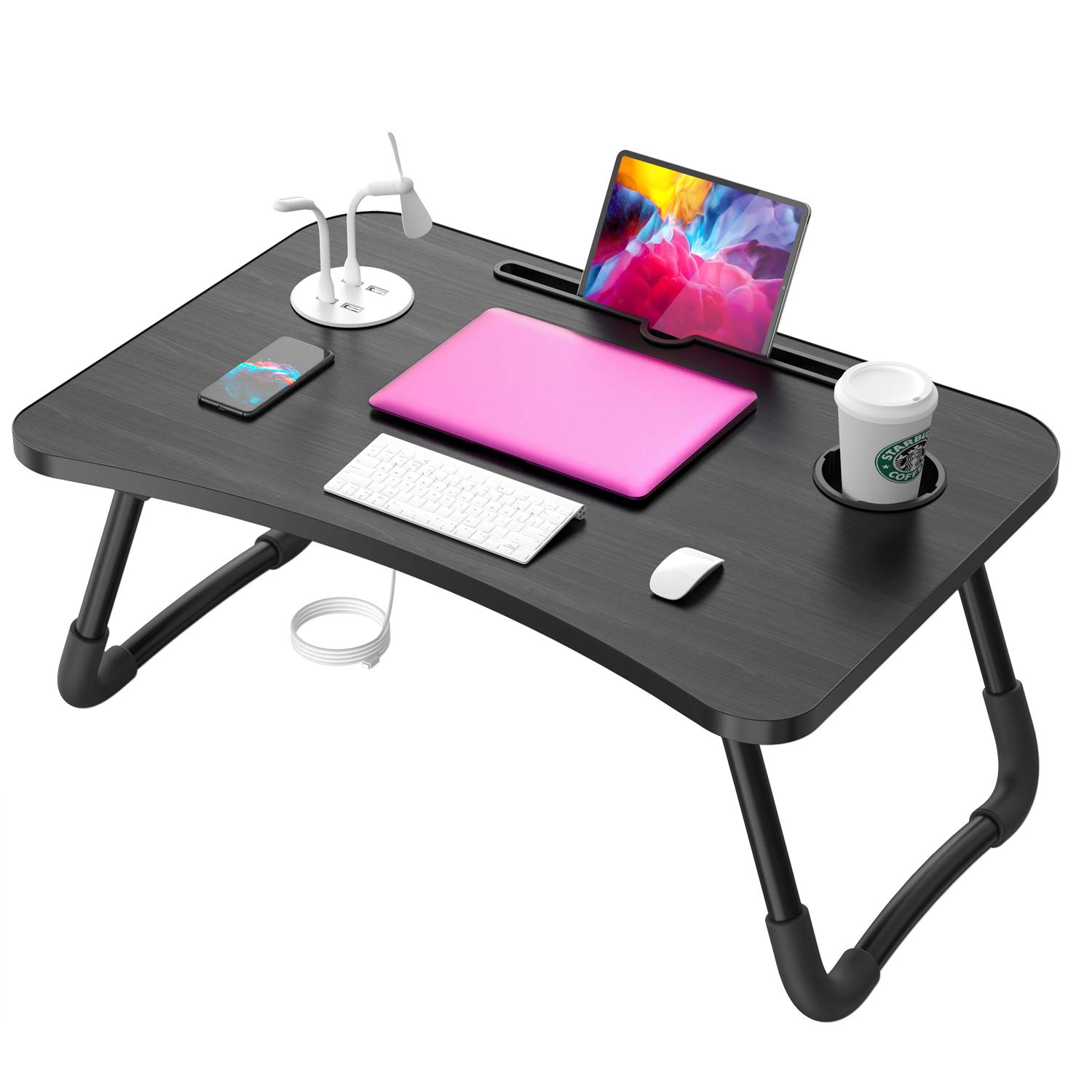 Laptop Table with USB Ports, Elekin Laptop Standing Desk for Bed