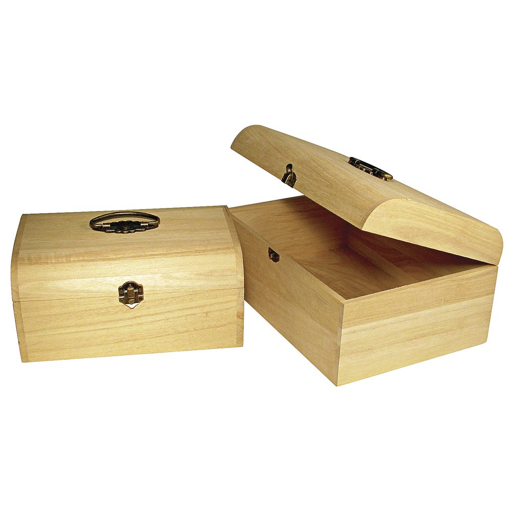 Rayher Wooden Chest with Lid, DIY Wood Keepsake Box for Baby, Wedding and Anniversary, Treasure chest, natural wood, 29.5x20.5x14cm, 6166600