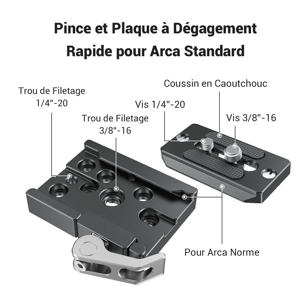 SMALLRIG Libération Rapide Plate de Base pour Arca Standard - 2144B